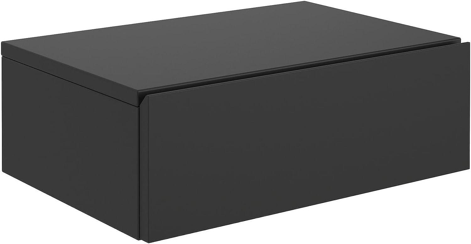 CARO-Möbel Wandregal hängende Nachtkommode Wandboard Nachttisch mit 1 Schublade schwebend, grifflos, in schwarz Bild 1