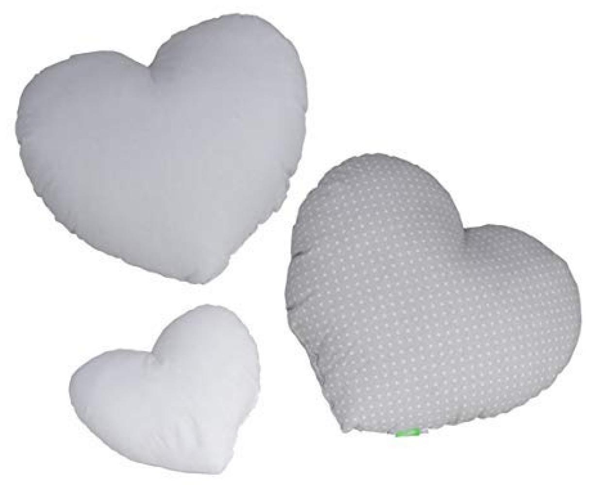 LULANDO Kissen Herze 3 Stück traumhaftes Set mit Kissen aus Baumwolle - Grau Bild 1