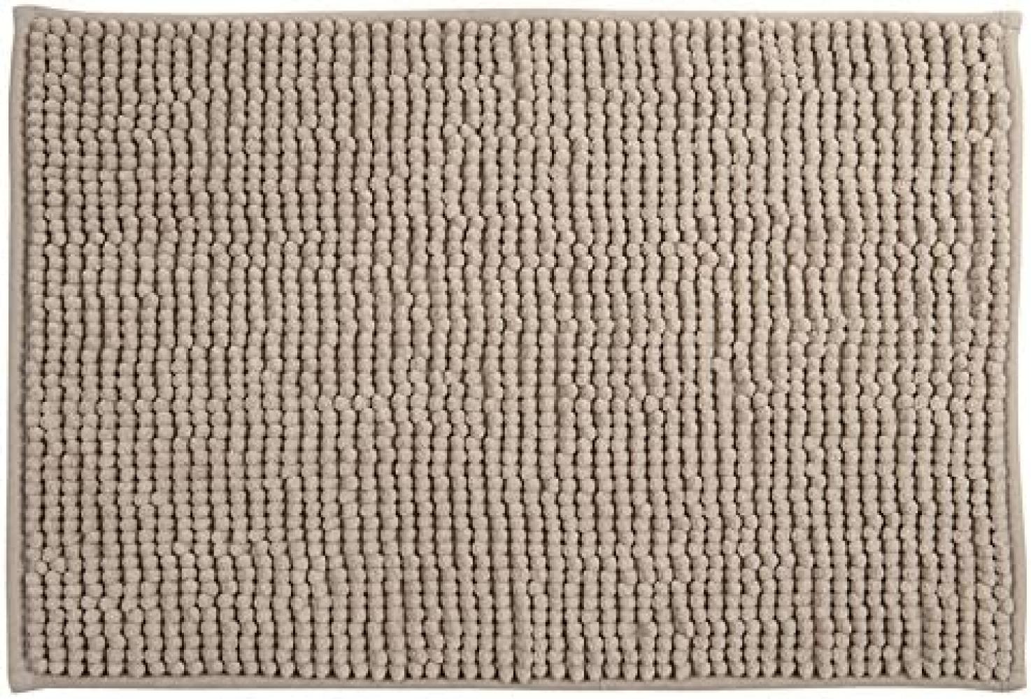 MSV Badteppich Badvorleger Duschvorleger Chenille Hochflor Badematte 40x60 cm – Taupe Bild 1