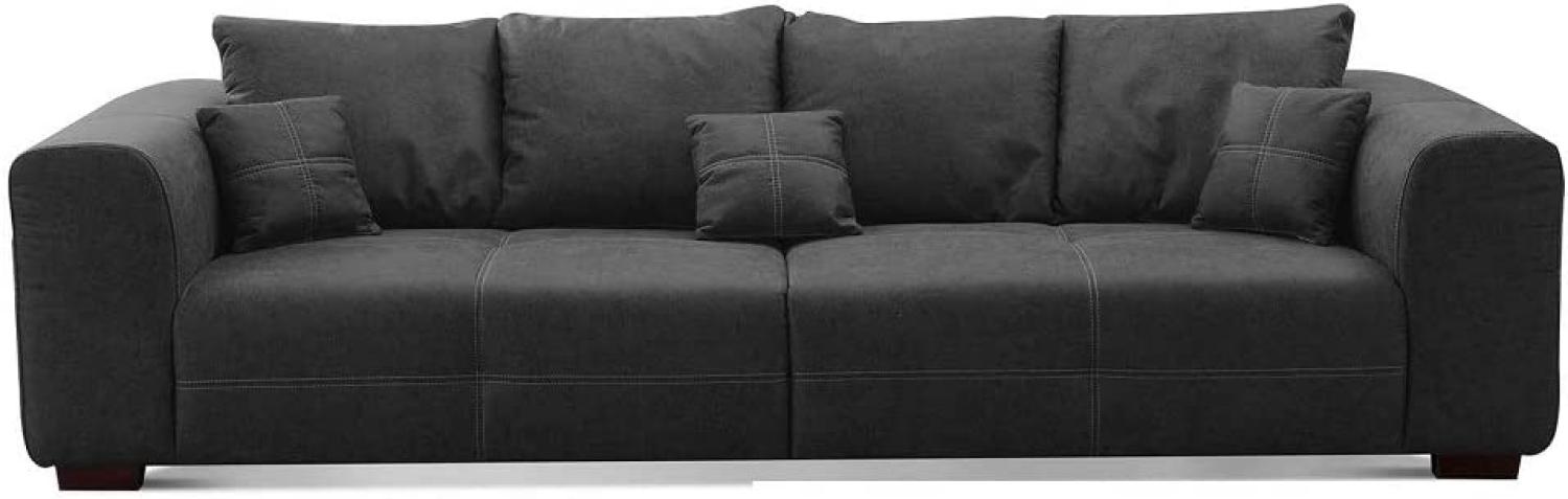 CAVADORE Big Sofa Mavericco inkl. Kissen / XXL-Couch mit tiefen Sitzflächen und modernem Design / 287 x 69 x 108 / Lederoptik dunkelgrau Bild 1