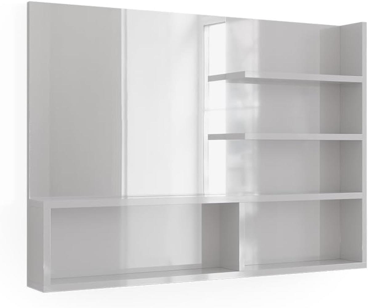 Vicco Spiegelregal Weiß Hochglanz 89,8 x 65 cm, moderner Badspiegel mit Ablagen Bild 1