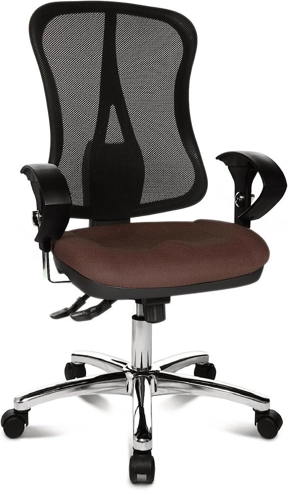 Topstar Head Point SY Deluxe, ergonomischer Bürostuhl, Schreibtischstuhl, inkl. Armlehnen, Stoff, dunkelbraun/schwarz Bild 1