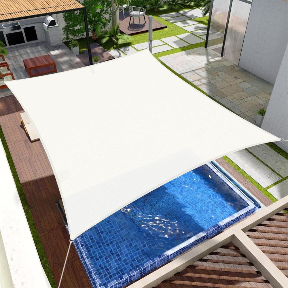 SUNNY GUARD Sonnensegel Rechteckig 3x4m Sonnenschutz Atmungsaktiv HDPE UV Schutz für Balkon Terrasse Garten, Creme Bild 1