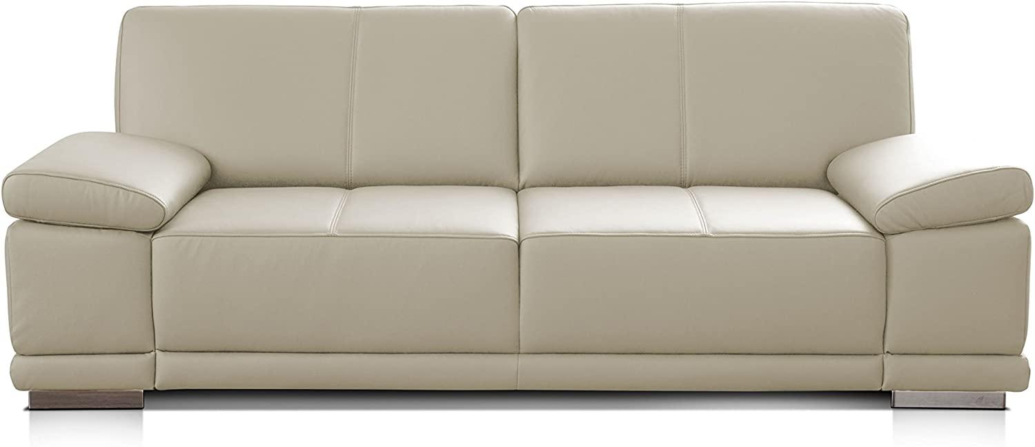 CAVADORE 3,5-Sitzer Ledersofa Corianne / Große Couch im Echtlederbezug und modernem Design / Mit verstellbaren Armlehnen / 248 x 80 x 99 / Echtleder weiß Bild 1
