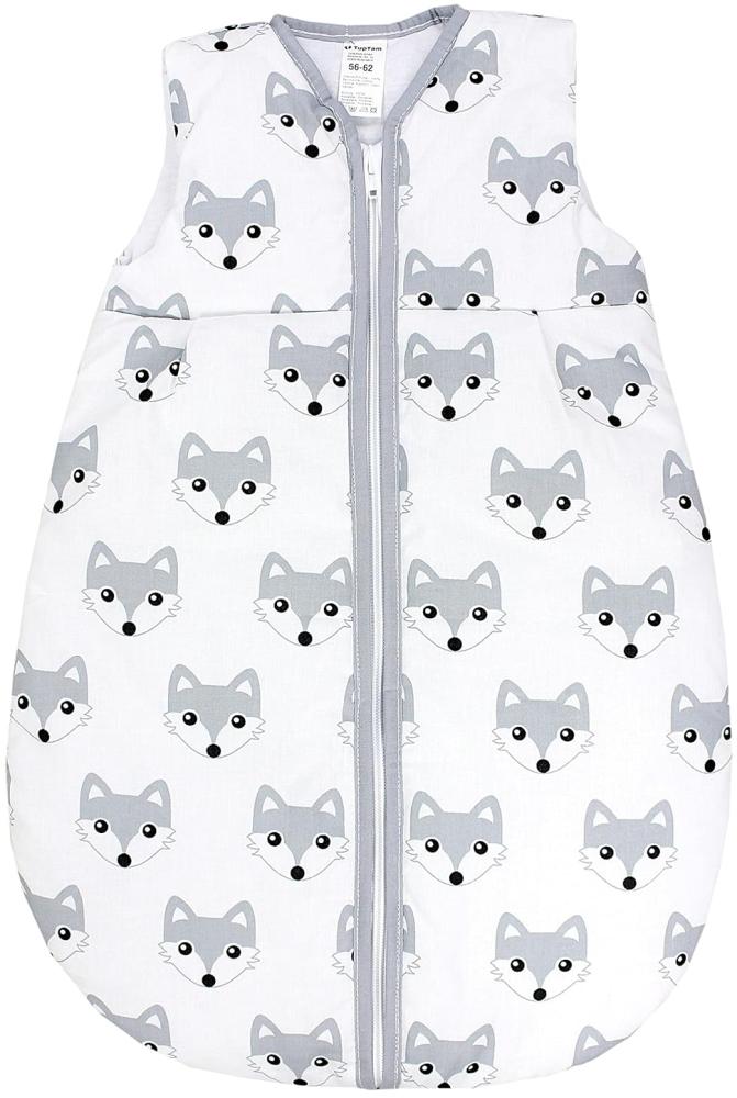 TupTam Baby Ganzjahres Schlafsack Ärmellos Wattiert, Farbe: Füchse Weiß/Grau, Größe: 80-86 Bild 1