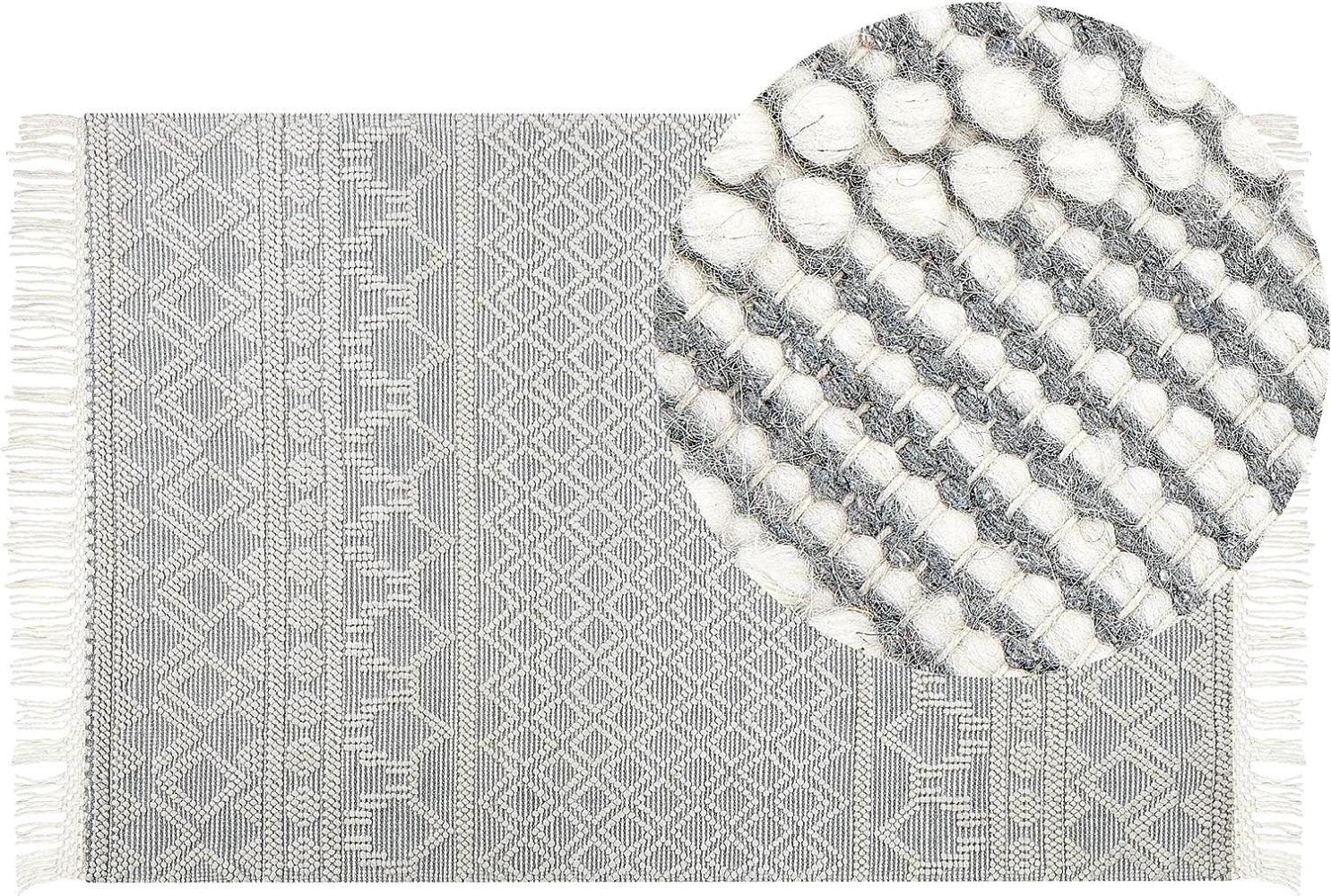 Teppich Wolle beige grau 200 x 300 cm geometrisches Muster SOLHAN Bild 1