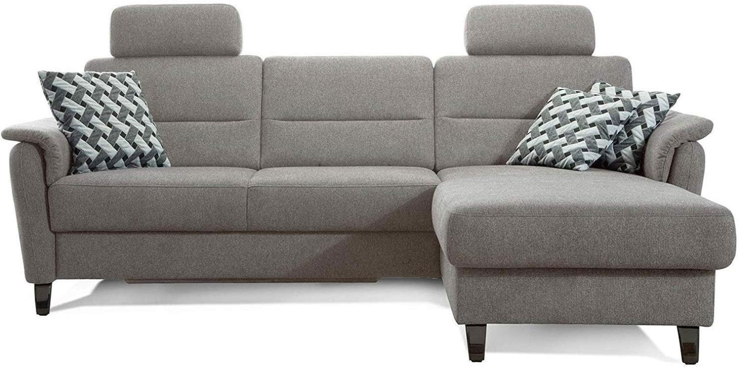 Cavadore Ecksofa Palera mit Federkern / L-Form Sofa mit Longchair rechts / 244 x 89 x 164 / Stoff Hellgrau Bild 1