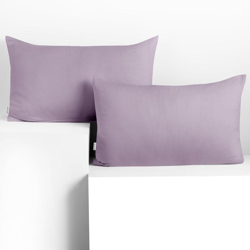 DecoKing 2 Kissenbezüge 50x60 cm Jersey Baumwolle Reißverschluss violett Amber Bild 1