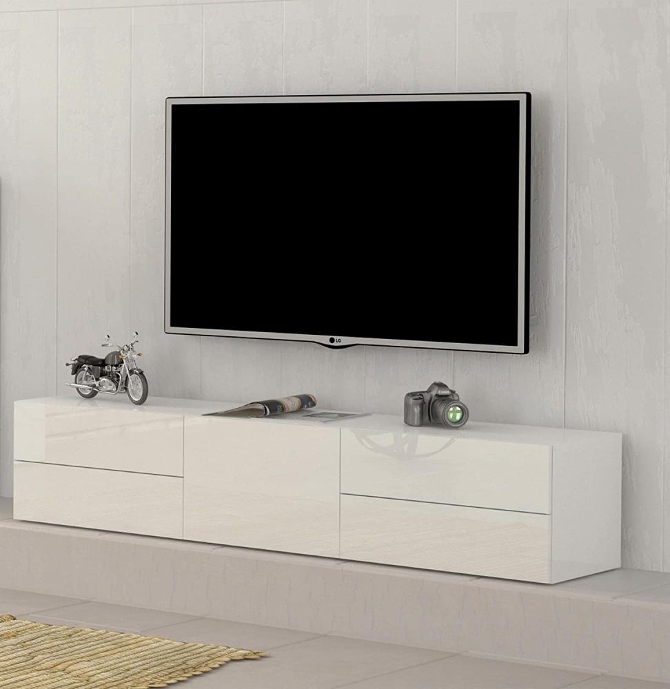 TV-Board >Mercogliano< in Weiß Hochglanz - 170x35. 2x40cm (BxHxT) Bild 1