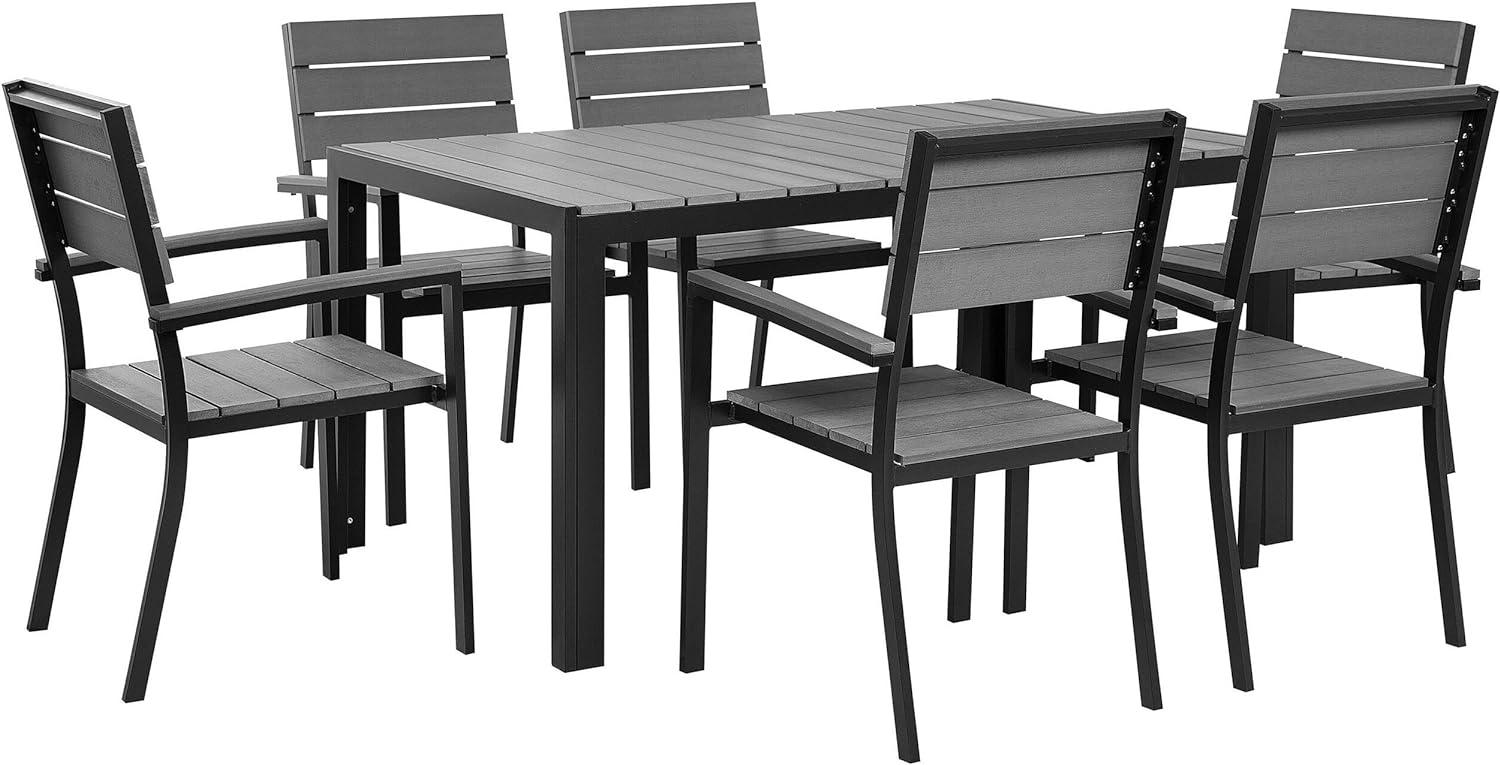 Gartenmöbel Set Kunstholz grau schwarz 6-Sitzer COMO Bild 1