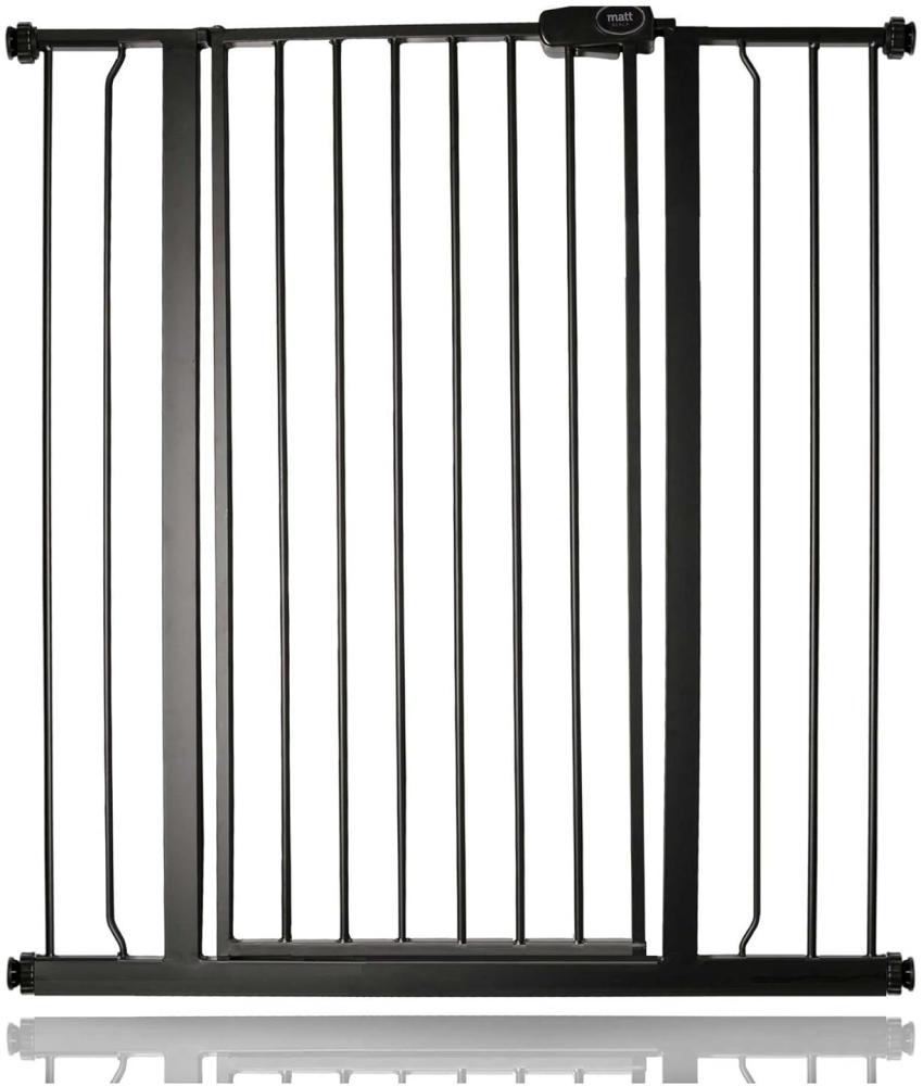 Safetots Extrahoher Metall-Sicherheitsgitter, Druckmontage, 94.3cm - 101.9cm, Mattschwarz, 104cm Höhe, Extrahohe Treppengitter, Gitter für hohe Babys, Einfache Installation Bild 1