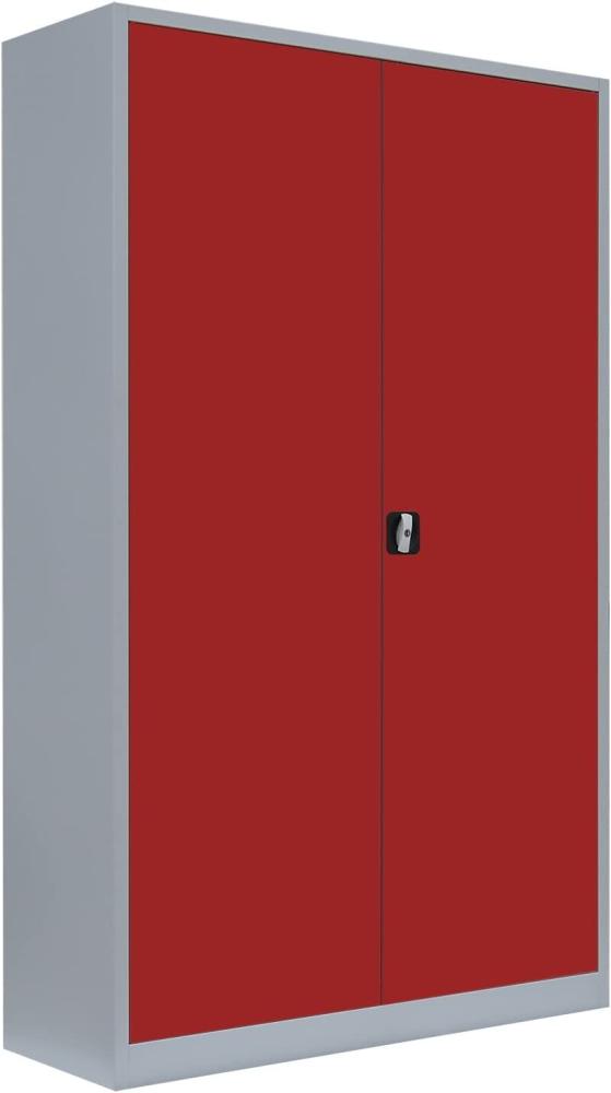 XXXL Stahl-Aktenschrank Metallschrank abschließbar Büroschrank Stahlschrank 195 x 120 x 42,2cm Grau/Rot 530374 Bild 1