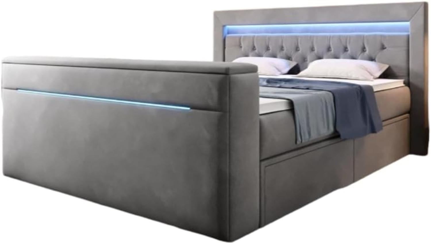 Boxspringbett Jupiter mit TV Lift, RGB und Stauraum 180x200 Grau H4 Bild 1