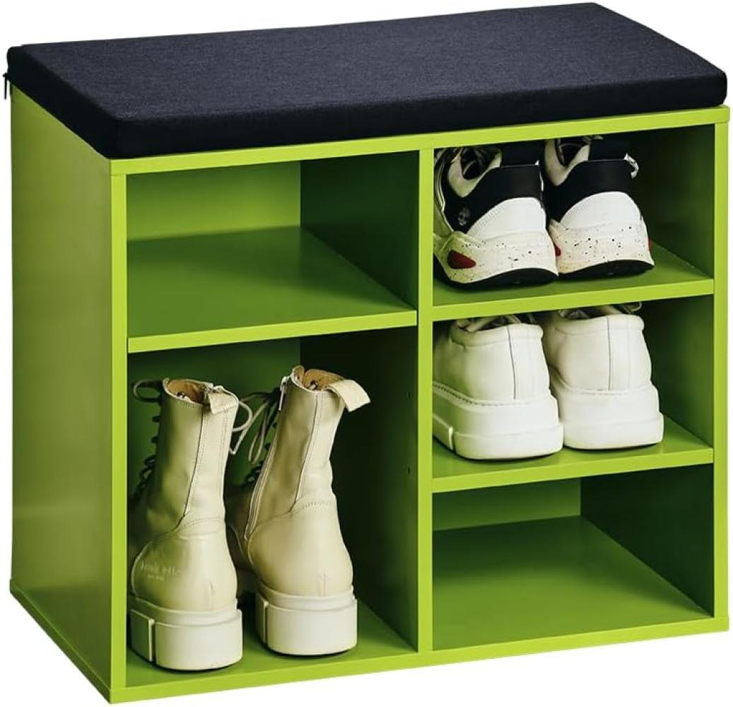 Kesper Schuhschrank mit Sitzkissen, Material: Faserplatte, Maße: B51,5 x H48 cm x L29,5 cm, Farbe: Grün, Schwarz 15962 Bild 1