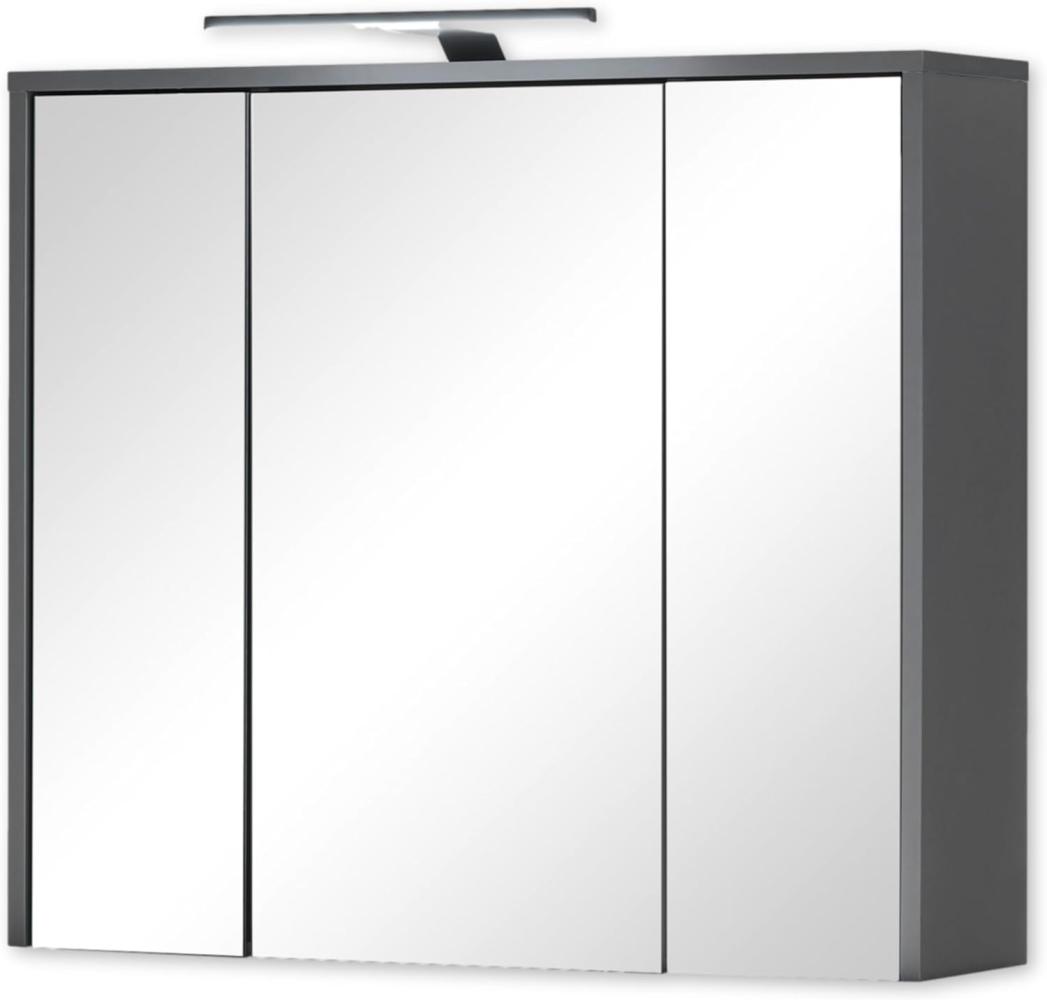 Leone Spiegelschrank Bad in Graphit - Badezimmerspiegel Schrank mit viel Stauraum - 80 x 70 x 20 cm (B/H/T) Bild 1