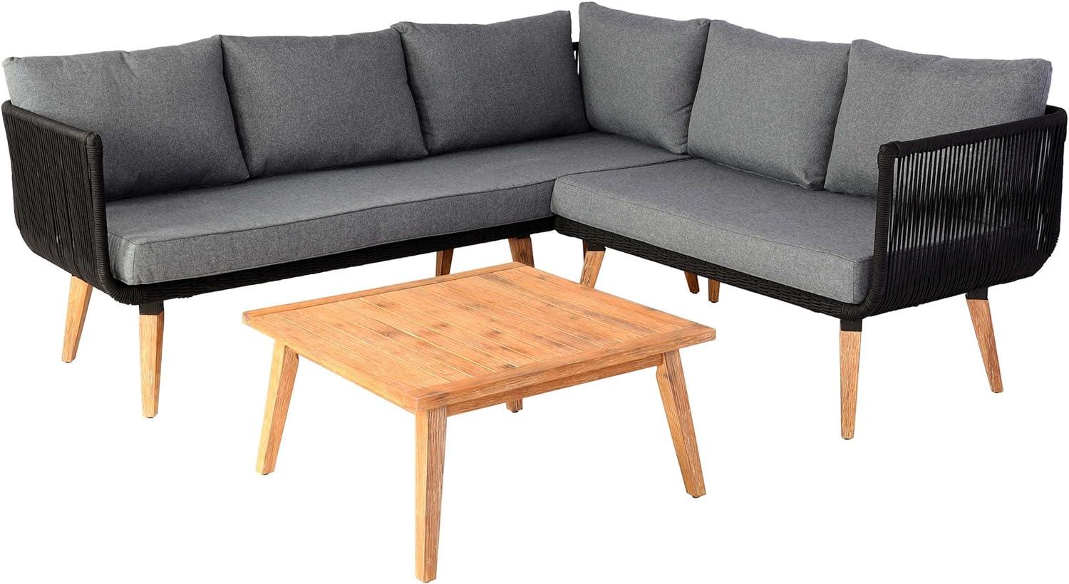 Garten-Garnitur HWC-L30, Garnitur Sitzgruppe Lounge-Set Sofa, Akazie Holz MVG-zertifiziert ~ Polster dunkelgrau Bild 1