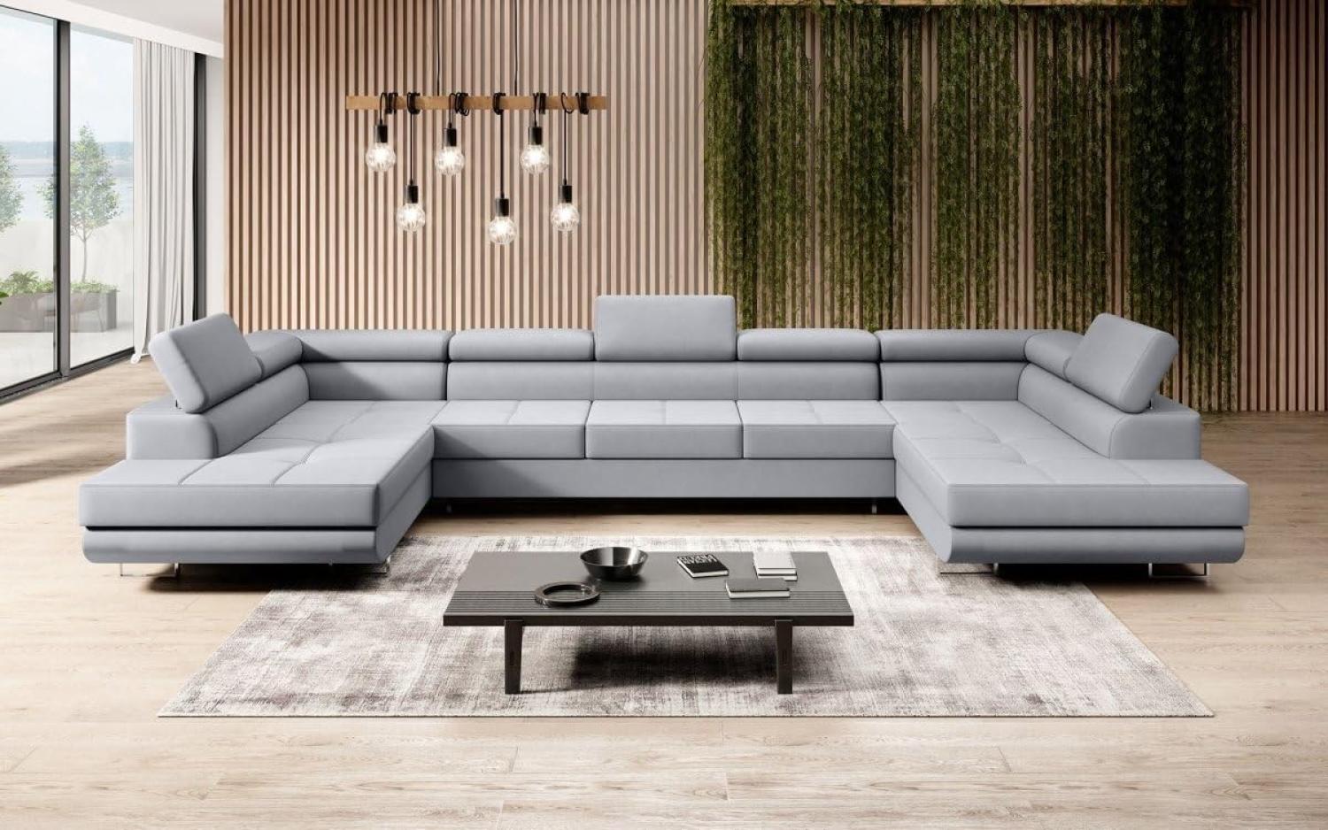 Designer Sofa Positano mit Schlaf und Klappfunktion (Stoff) Grau Bild 1