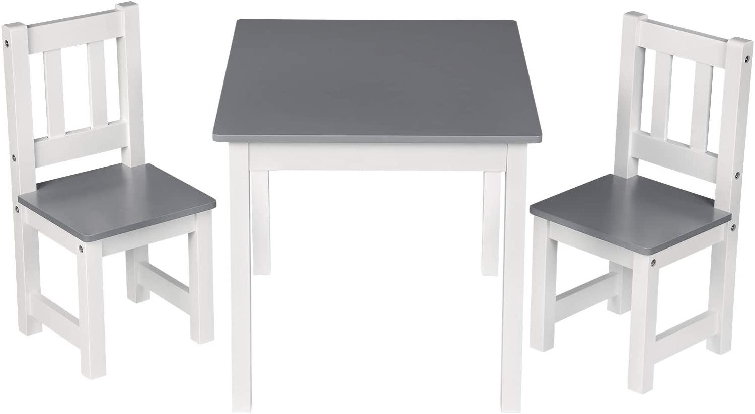 Kindersitzgruppe Kindertisch mit 2 Stühle weiß-grau Modell Kelo Bild 1