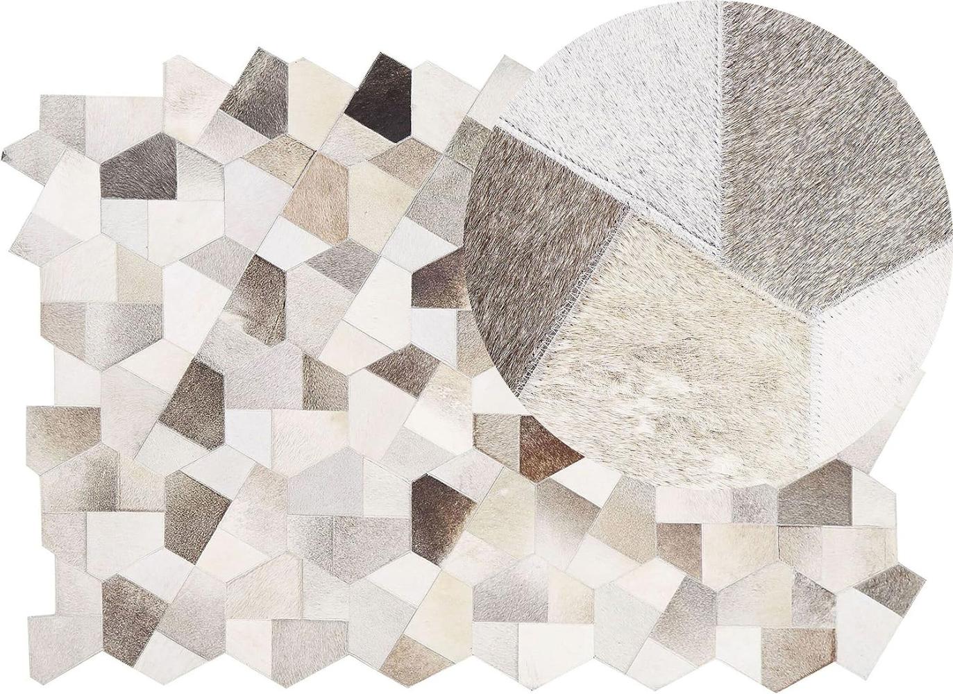 Teppich Kuhfell grau / beige 140 x 200 cm Patchwork Kurzflor VARTO Bild 1