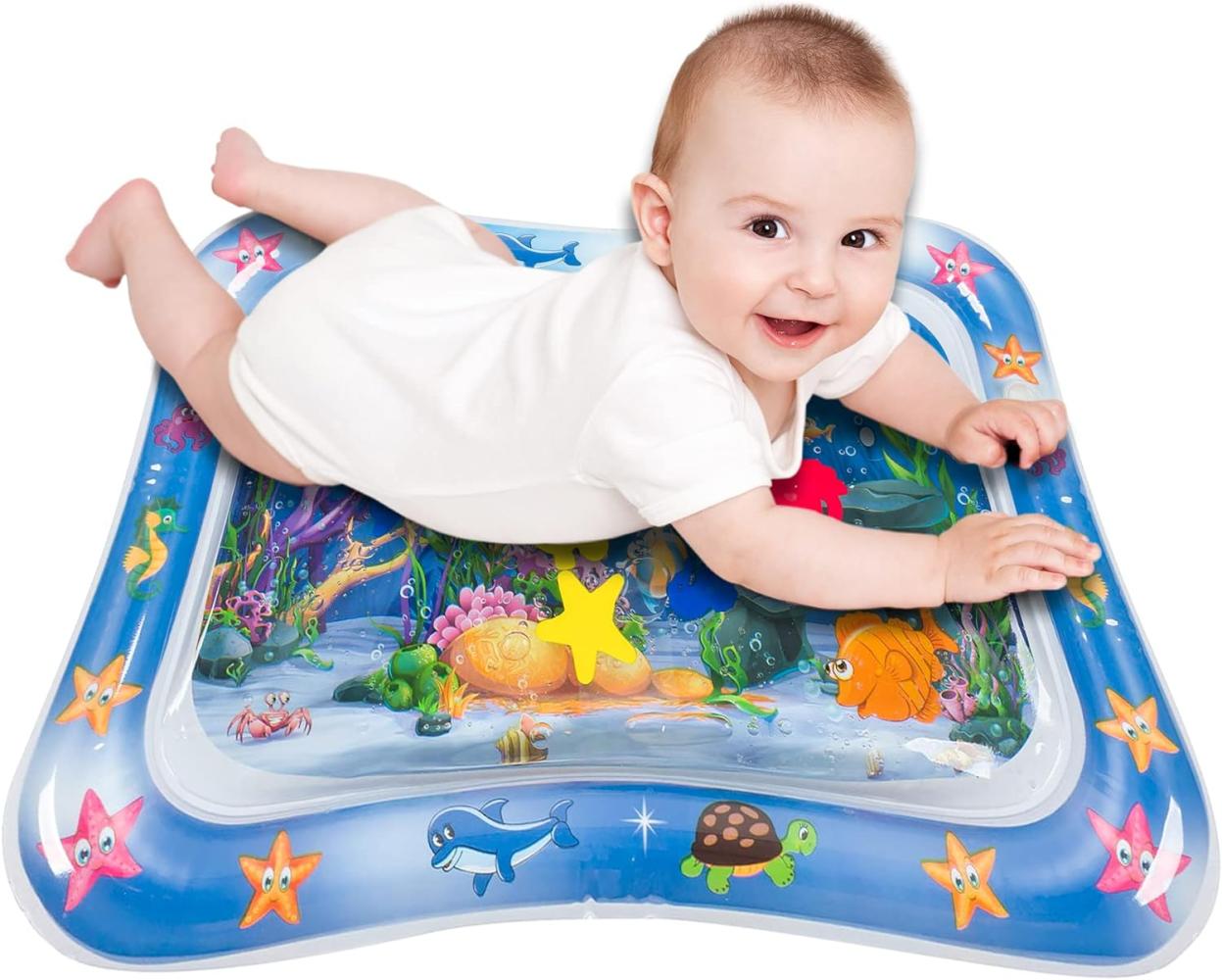 Retoo Aufblasbare und Sensorisches Wassermatte für Baby mit Maßen 66 x 50cm, PVC Wasserspielmatte für 3, 6, 9 Monate, Perfekte für Frühe Entwicklung, Spielzeug Das Stimulationswachstum für Ihre Baby Bild 1
