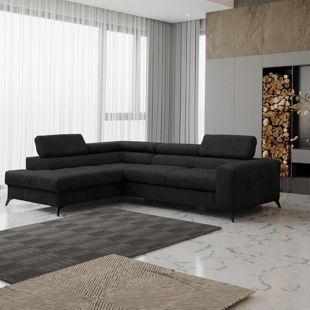 Ecksofa Schlafsofa AMADEO Stoff Anafi Schwarz Ottomane Links Bild 1