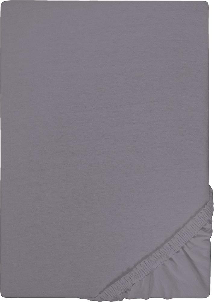 Biberna Jersey-Stretch Spannbettlaken Spannbetttuch 140x200 cm - 160x200 cm Silber - Grau Bild 1