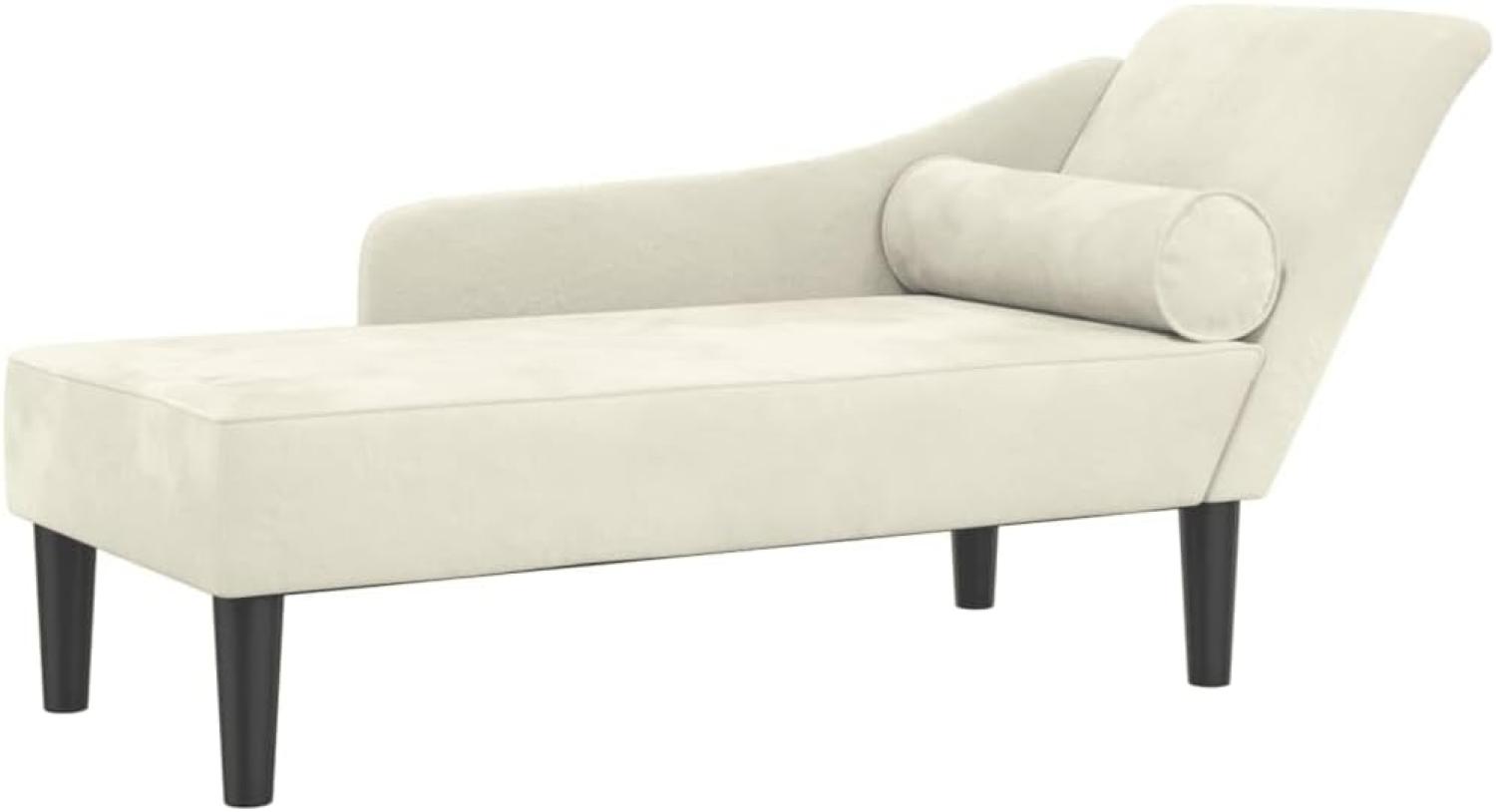 vidaXL Chaiselongue mit Kissen Creme Samt Bild 1