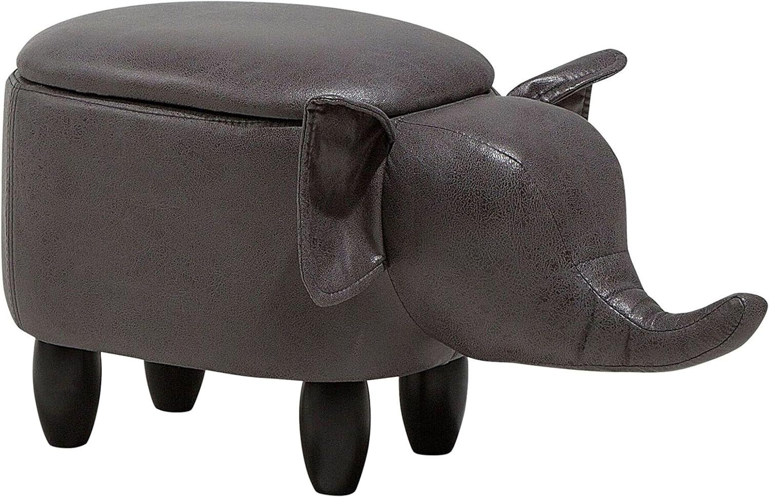 Beliani Pet pouffe with storage dark gray eco leather ELEPHANT Bild 1