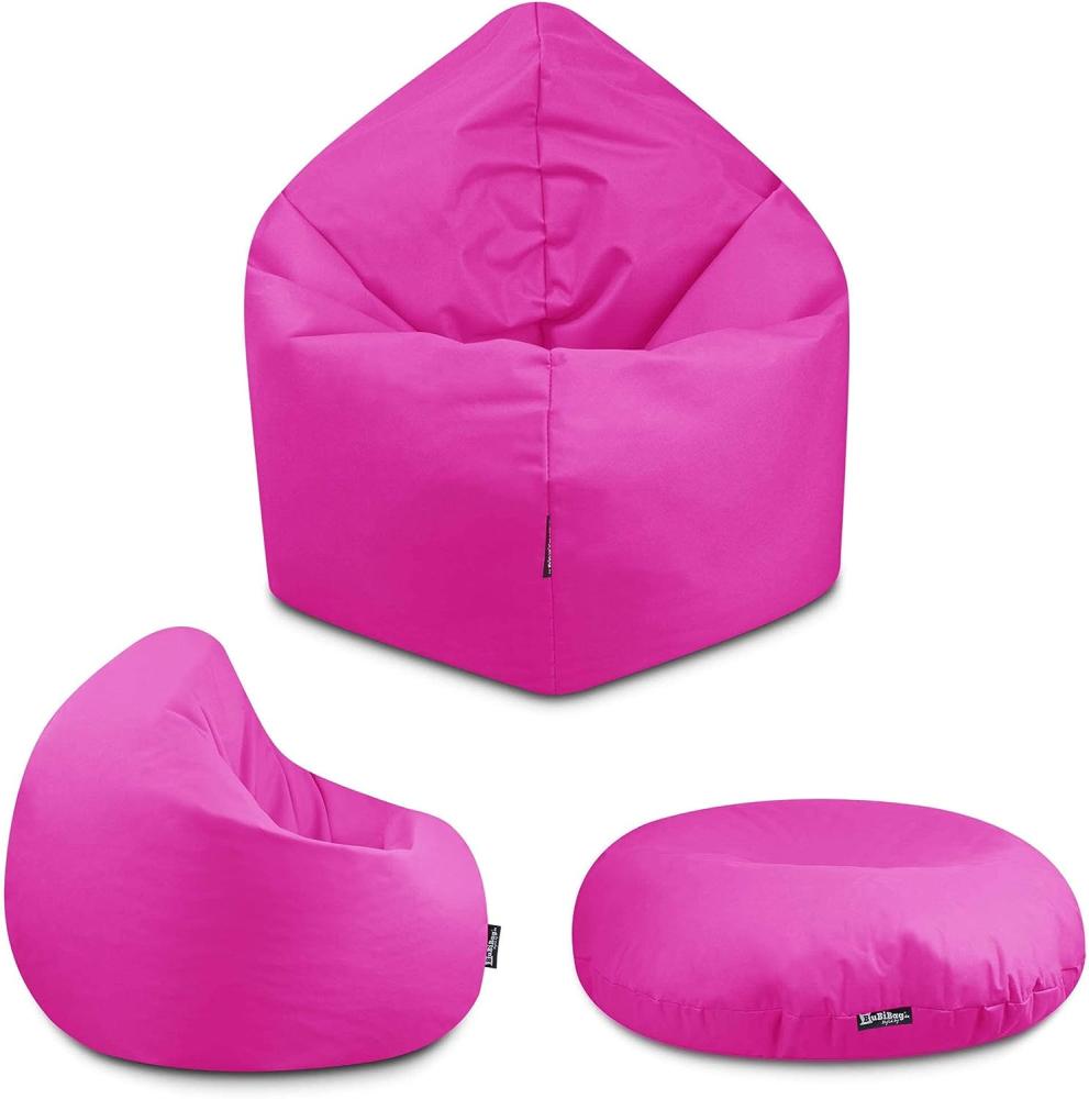 BuBiBag - 2in1 Sitzsack Bodenkissen - Outdoor Sitzsäcke Indoor Beanbag in 32 Farben und 3 Größen - Sitzkissen für Kinder und Erwachsene (125 cm Durchmesser, Pink) Bild 1