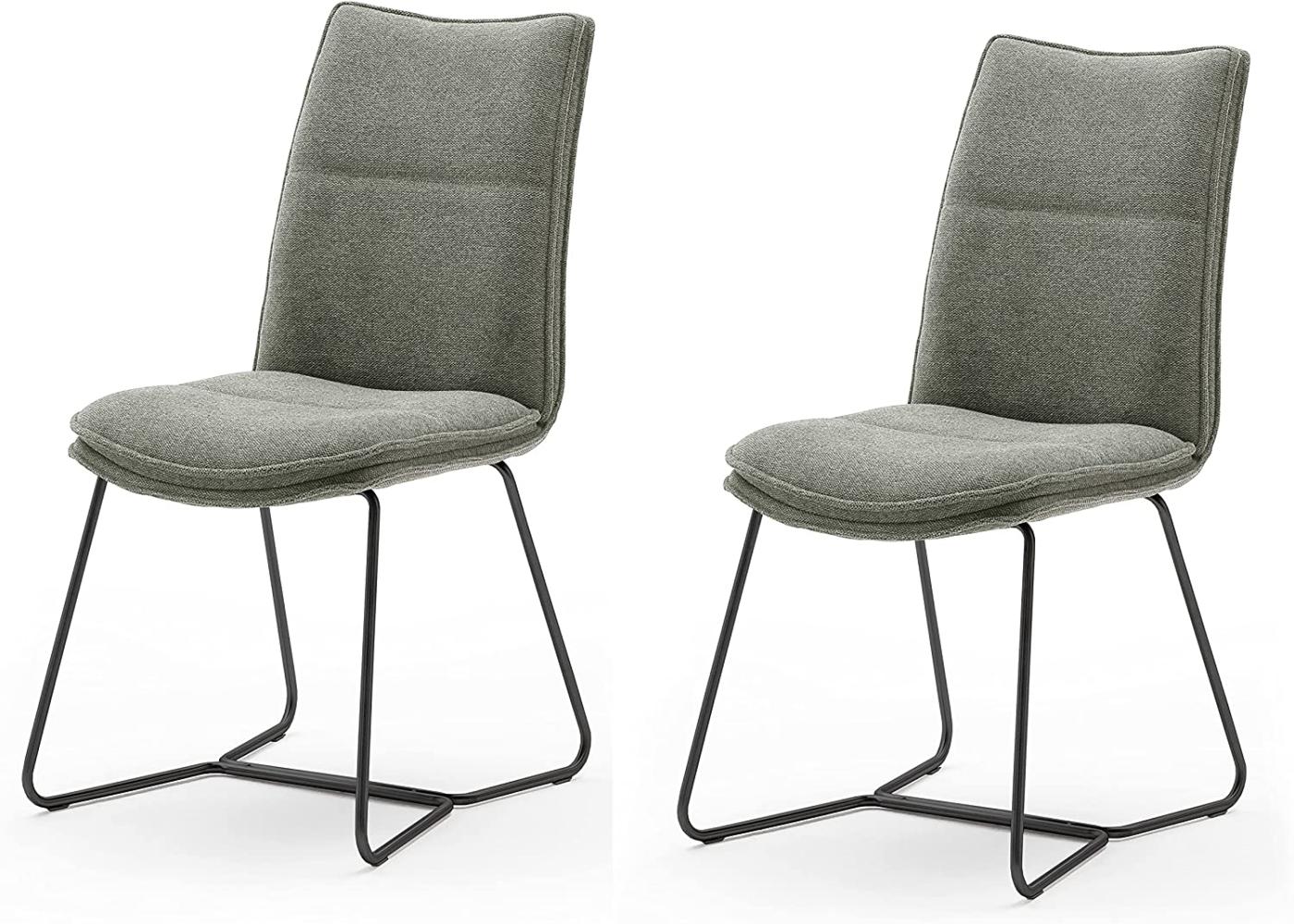 2 x Stuhl Hampton olive Kufengestell Metall schwarz lackiert Bild 1
