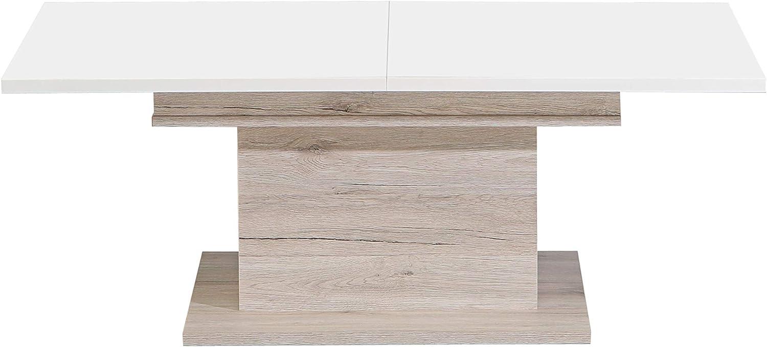 FORTE Coffee Tables Couchtisch, Holzwerkstoff, Sandeiche / Weiß Hochglanz, 120 x 45,1 x 70 cm Bild 1