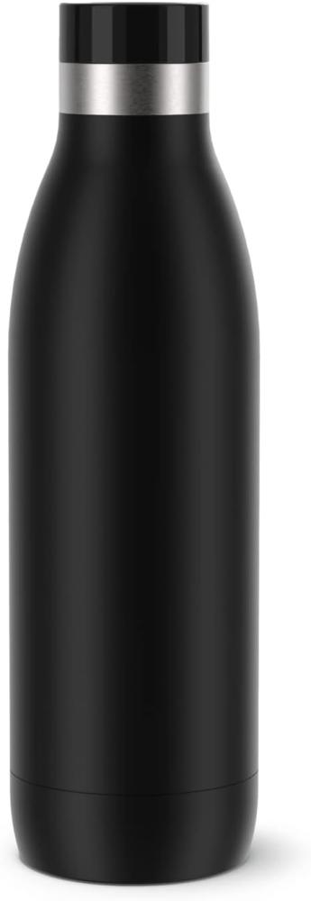 Emsa Bludrop Color Trinkflasche, mit Quick-Press Verschluss, spülmaschinenfest, Edelstahl Schwarz, 0,7 Liter Bild 1