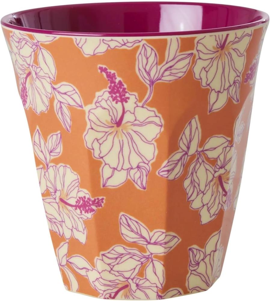 Rice Melamin Becher Faded Hibiscus Print Medium Orange Bild 1