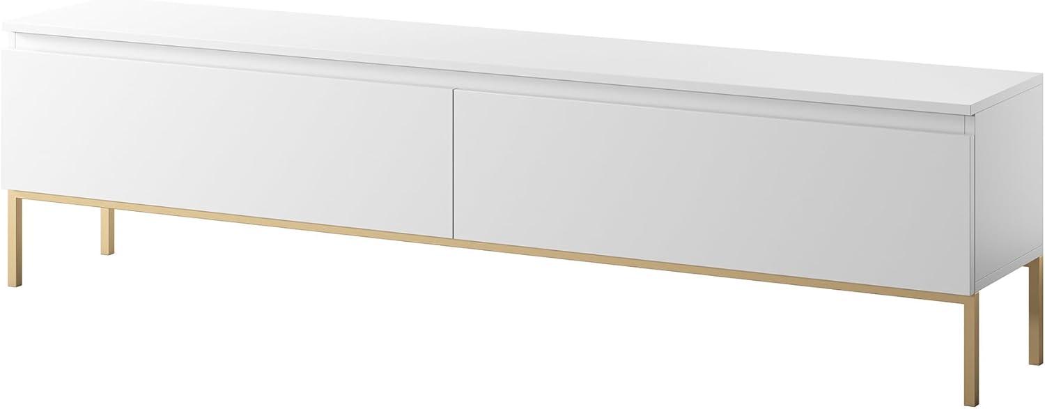 Selsey TV Schrank Board Sideboard Fernsehtisch Fernsehschrank Mit Schränken 175 cm Goldene Beine Weiß Bemmi Bild 1