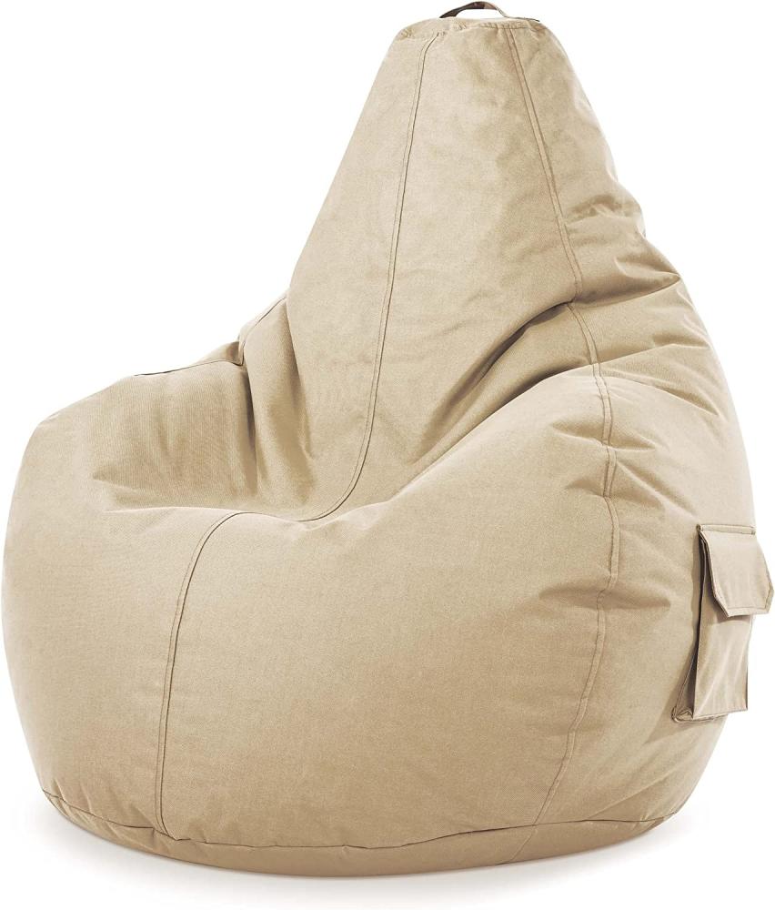 Green Bean© Sitzsack mit Rückenlehne "Cozy" 80x70x90cm - Gaming Chair mit 230L Füllung - Bean Bag Lounge Chair Sitzhocker Beige Bild 1
