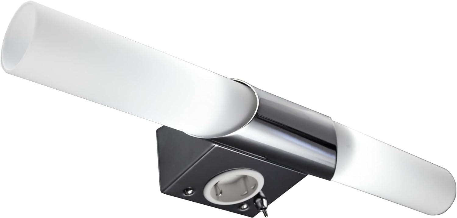 LED Wandlampe Spiegel-Leuchte Badezimmer Metall Glas E14 Bad-Lampe mit Steckdose Bild 1