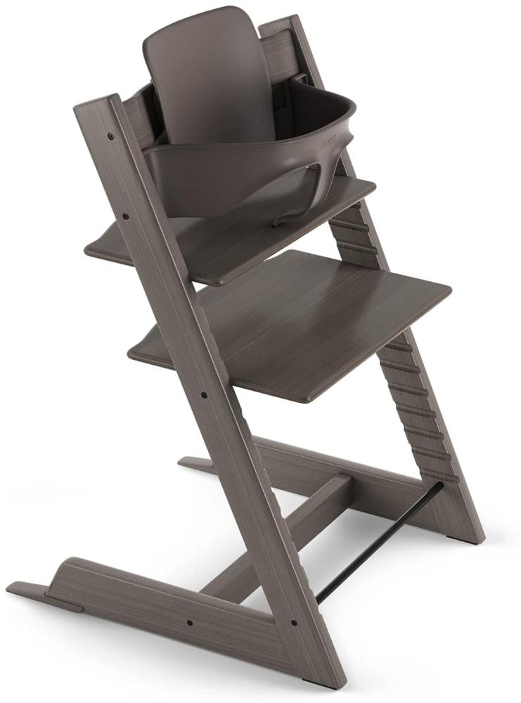 Tripp Trapp Hochstuhl von Stokke mit Baby Set, Hazy Grey aus Buchenholz - Verstellbarer, anpassbarer Stuhl für Kleinkinder, Kinder & Erwachsene Bild 1