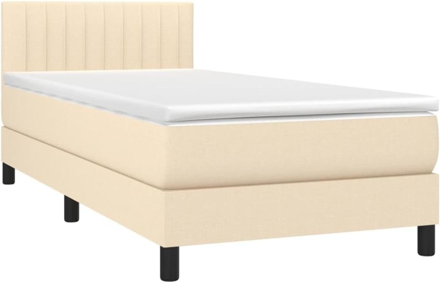 vidaXL Boxspringbett mit Matratze & LED Creme 100x200 cm Stoff 3133298 Bild 1