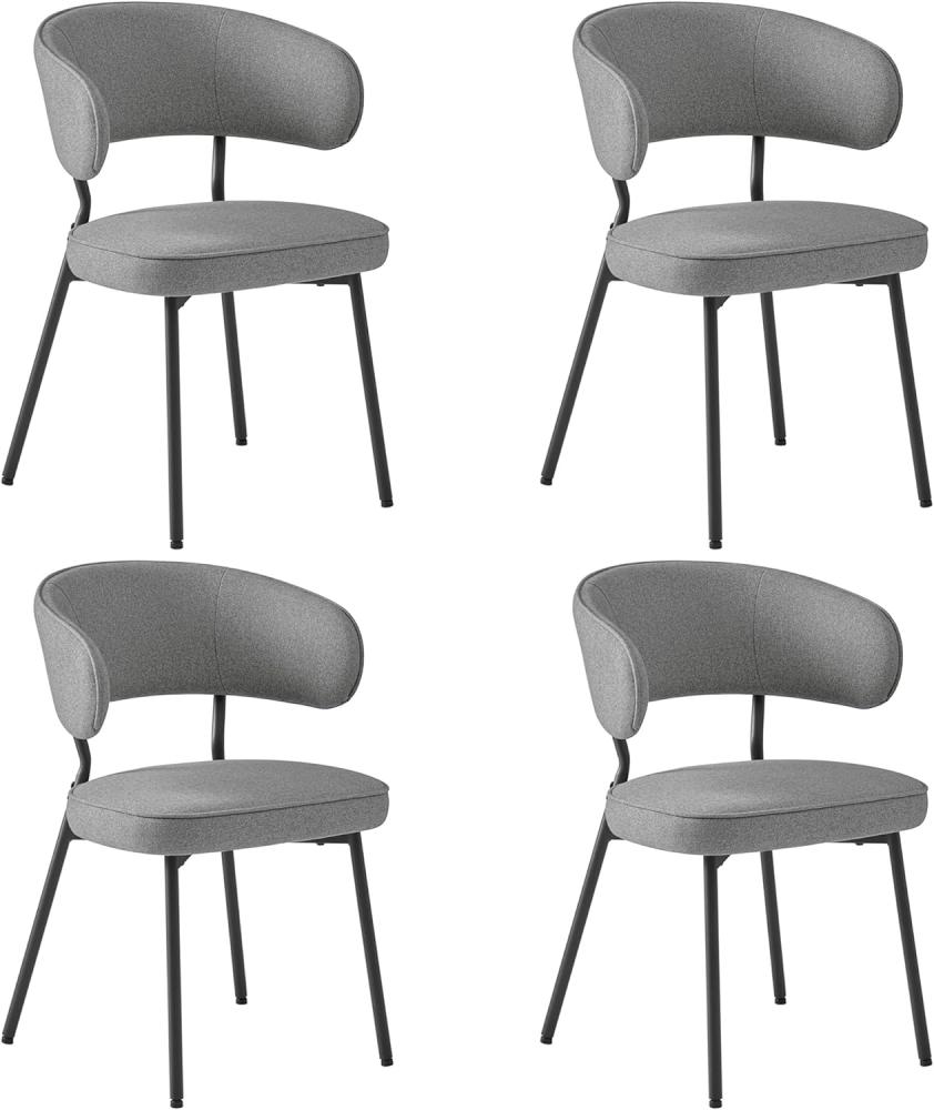 VASAGLE 4 Set Küchenstuhl Polsterstuhl Wohnzimmerstuhl Sessel mit Rückenlehne, Metallbeine,Loungesessel dunkelgrau CDL104G01 Bild 1