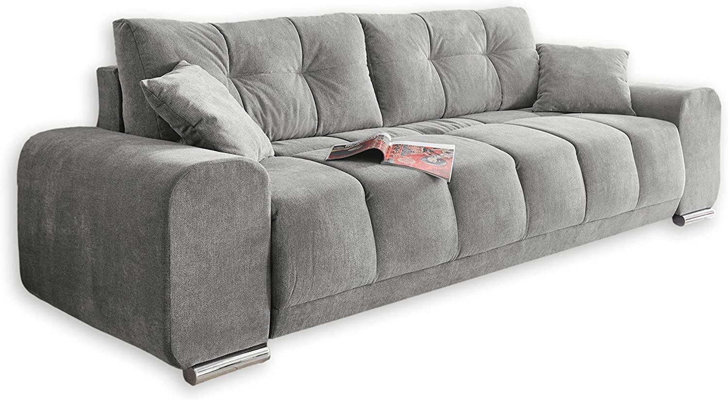 Couch Sofa Zweisitzer PACO Schlafcouch Schlafsofa ausziehbar grau 260cm Bild 1