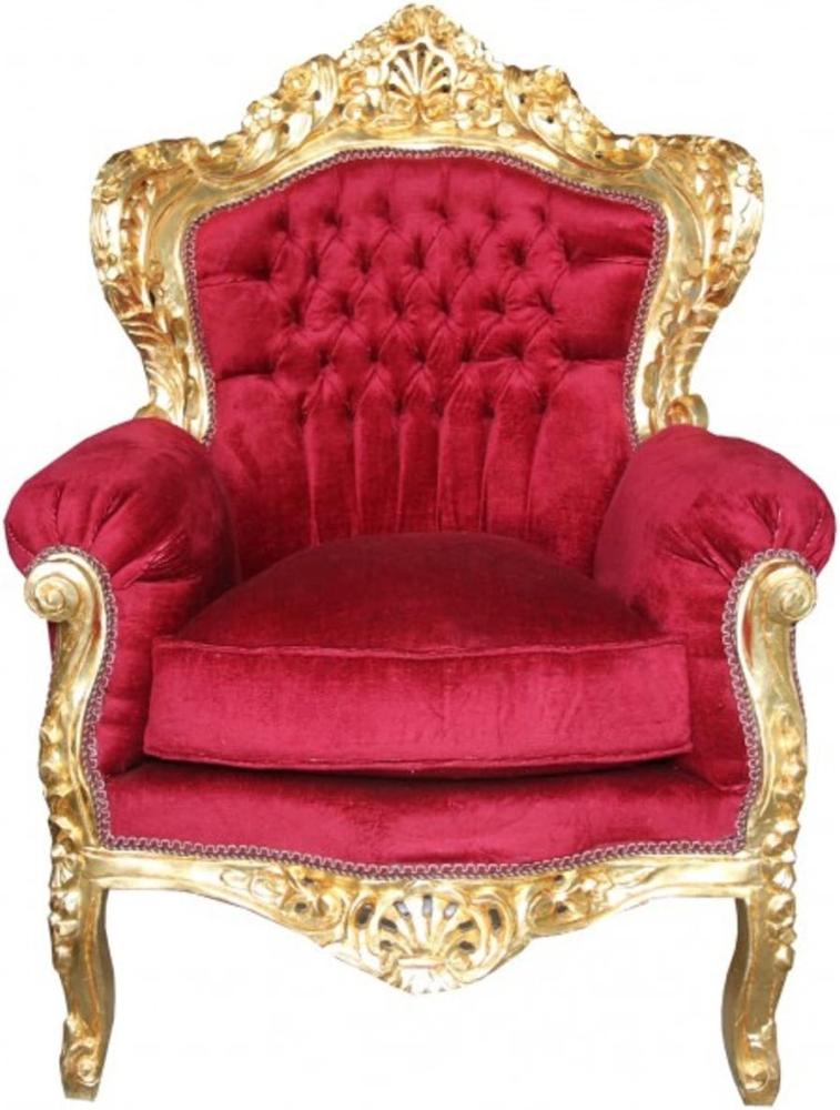 Casa Padrino Barock Sessel Bordeaux Rot / Gold Möbel Antik Stil Bild 1