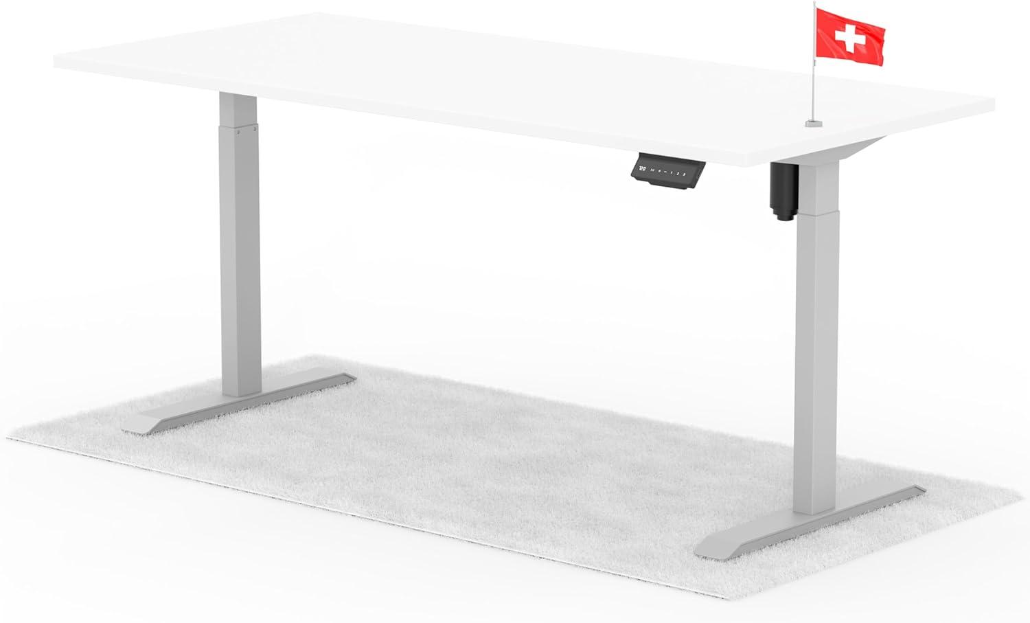 elektrisch höhenverstellbarer Schreibtisch ECO 180 x 80 cm - Gestell Grau, Platte Weiss Bild 1