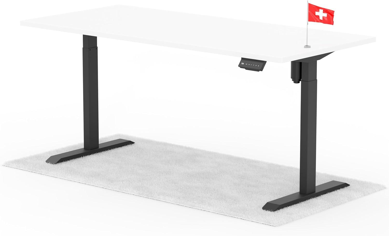 elektrisch höhenverstellbarer Schreibtisch ECO 180 x 80 cm - Gestell Schwarz, Platte Weiss Bild 1