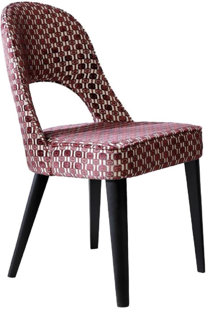 Casa Padrino Luxus Art Deco Esszimmer Stuhl Rot / Weiß / Schwarz 49 x 61 x H. 89 cm - Art Deco Küchenstuhl mit Muster - Esszimmer Möbel - Luxus Möbel - Art Deco Möbel - Luxus Einrichtung Bild 1