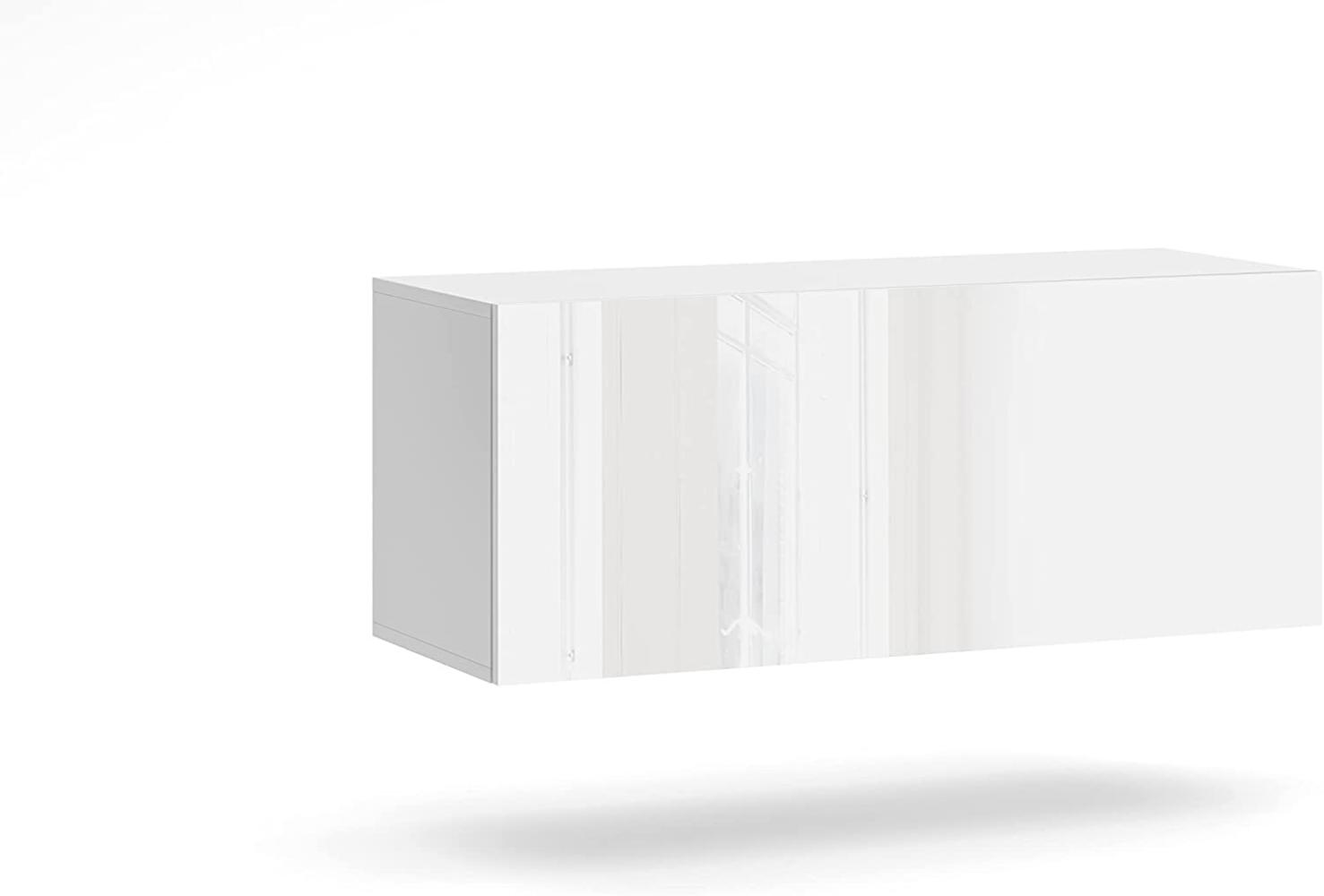 Domando Lowboard Levico M1 Modern für Wohnzimmer Breite 100cm, grifflos, Hochglanz, Weiß Matt und Weiß Hochglanz Bild 1
