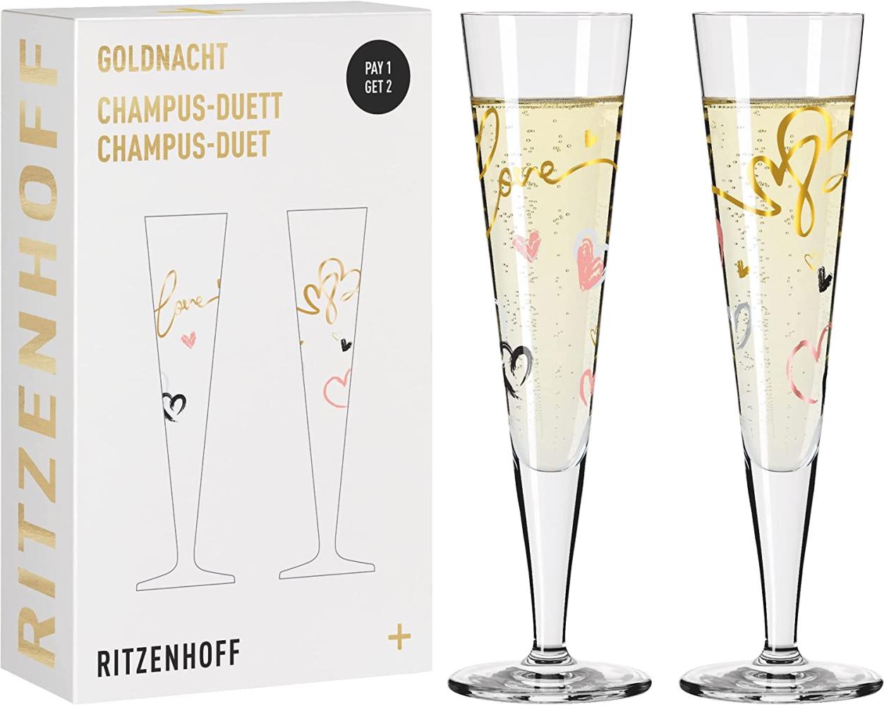 Ritzenhoff Goldnacht Champagnergläser 205 ml 2er Set Herzen Bild 1