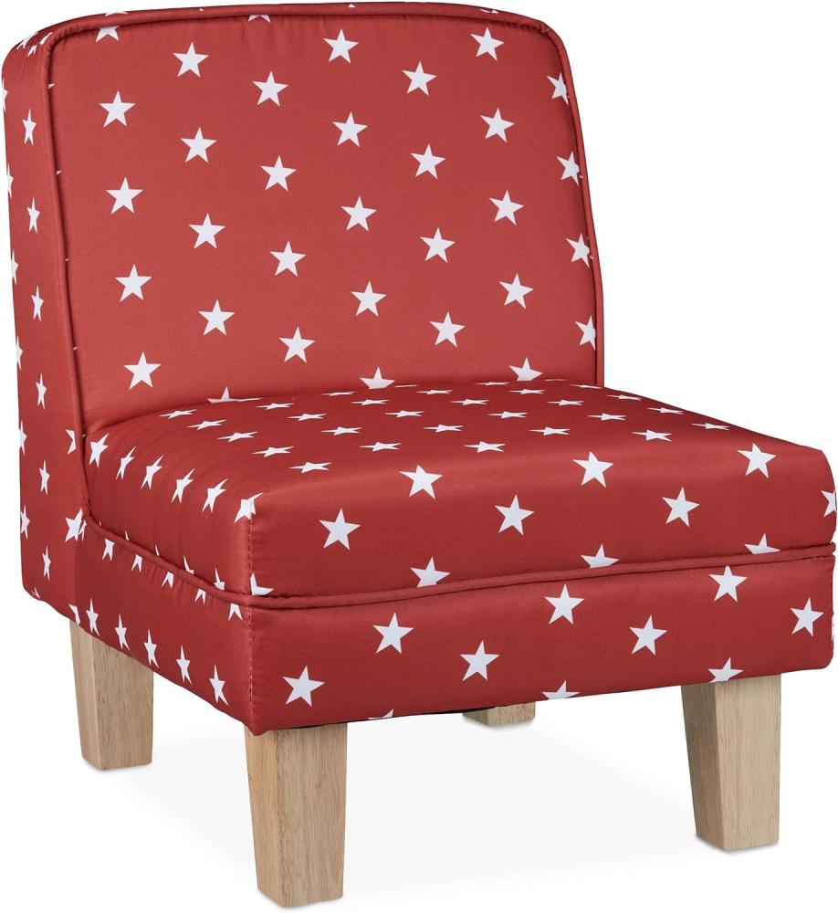 Relaxdays Kindersessel mit Sternen, für Jungen & Mädchen, Kleiner Sessel für Kinderzimmer, HBT: 60 x 45 x 52 cm, rot Bild 1