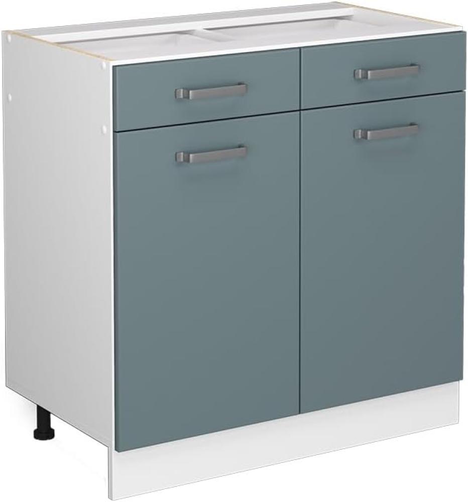 Vicco Küchenunterschrank R-Line, Blau-Grau/Weiß, 80 cm mit Arbeitsplatte Bild 1