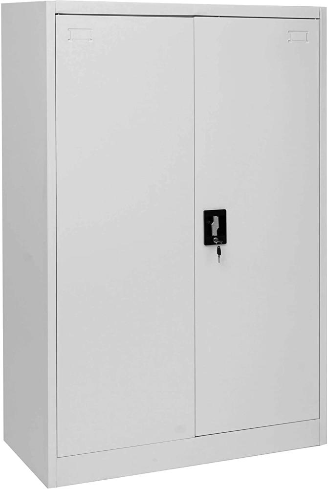 Aktenschrank HWC-H17, Stahlschrank Büroschrank Schrank, 2 Türen abschließbar Metall ~ 140x90x40cm grau Bild 1