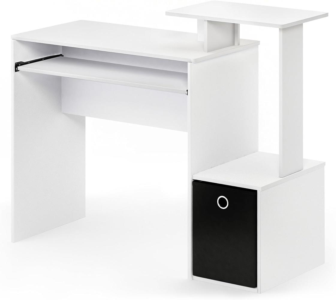 Furinno Econ Mehrzweck Home Office Computer Schreibtisch mit Ablage und Einschub, holz, Weiß/schwarz, 40. 01 x 40. 01 x 86. 61 cm Bild 1